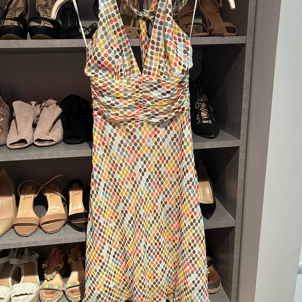 Trina Turk Orange Multi-color Halter Sundress